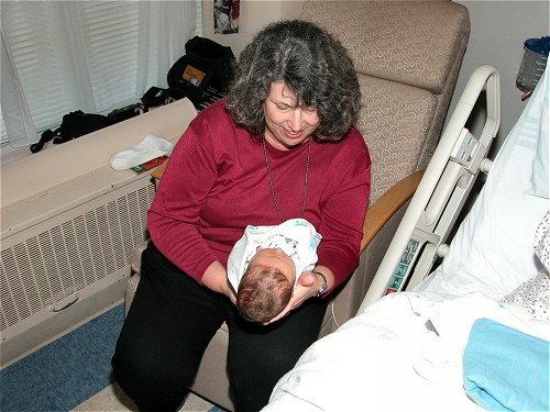 Grandma Carol holds Aiden on Oct 1st